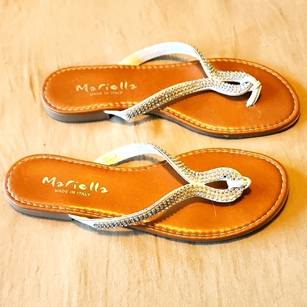 ✨️MARIELLA✨️ Sparkling Sandals - White and Tan